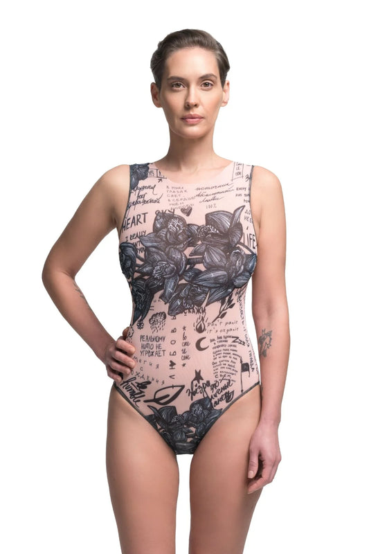 Nude One-Piece Sleeveless Swimsuit