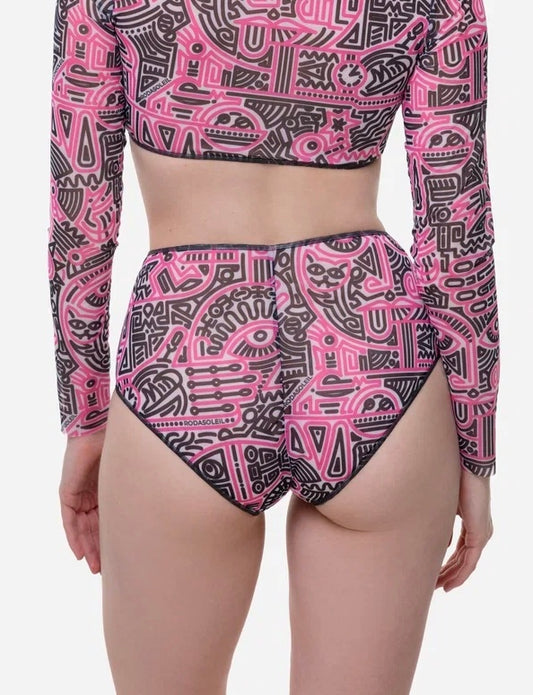 Doodling Fucsia High Waist Bikini