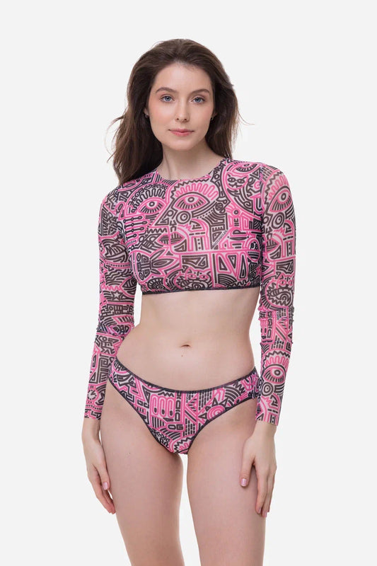 Doodling Fucsia Top with Sleeves