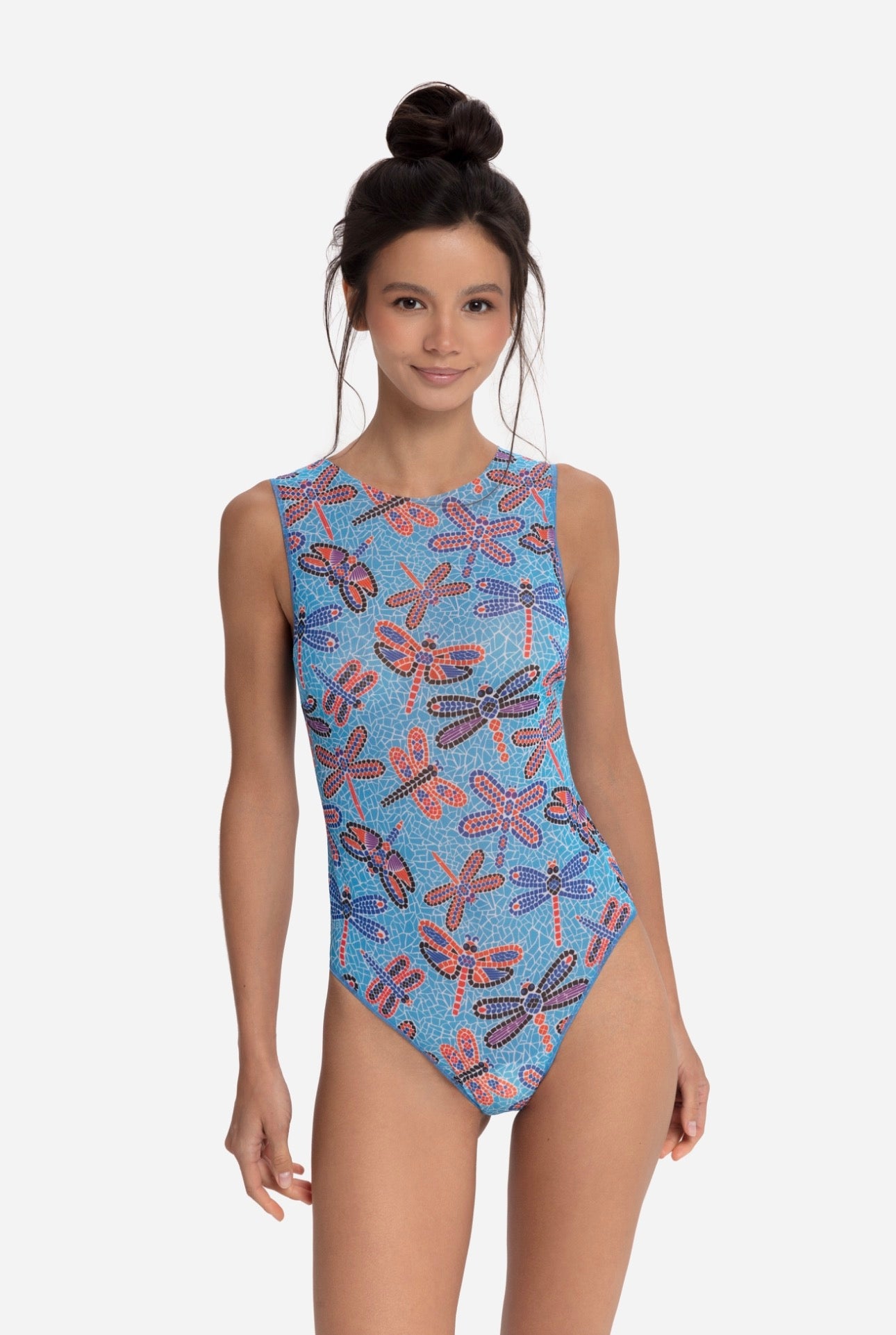 Dragonflies Mosaic One-Piece Sleeveless Swimsuit