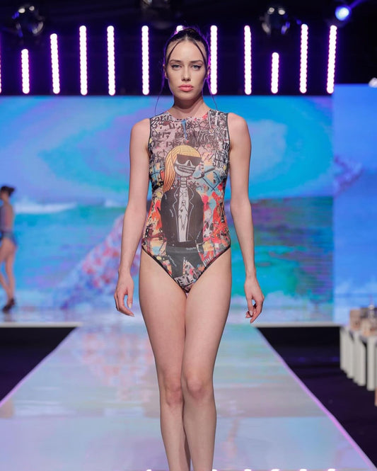 Skeleton One-Piece Sleeveless Swimsuit