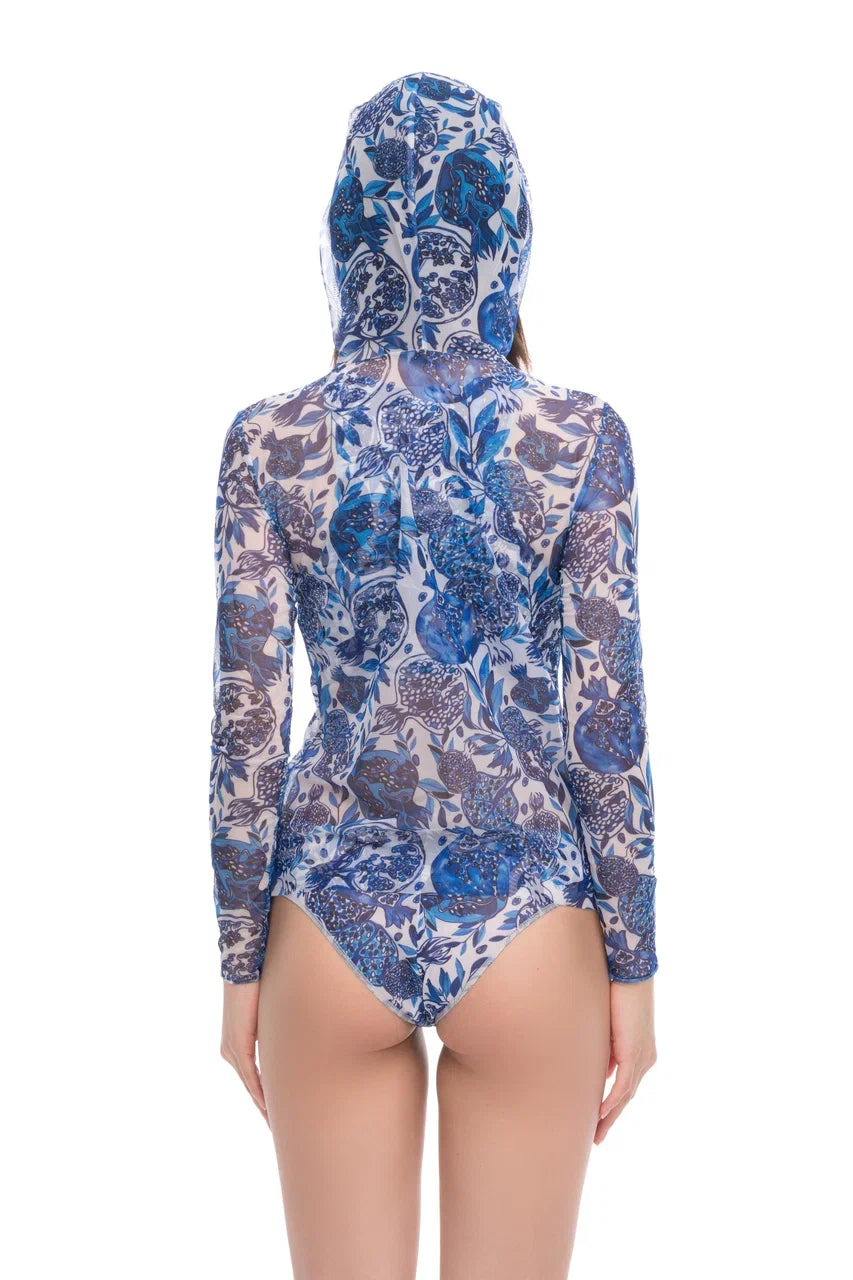 Pomegranate Blue Smart T-Shirt With Hood