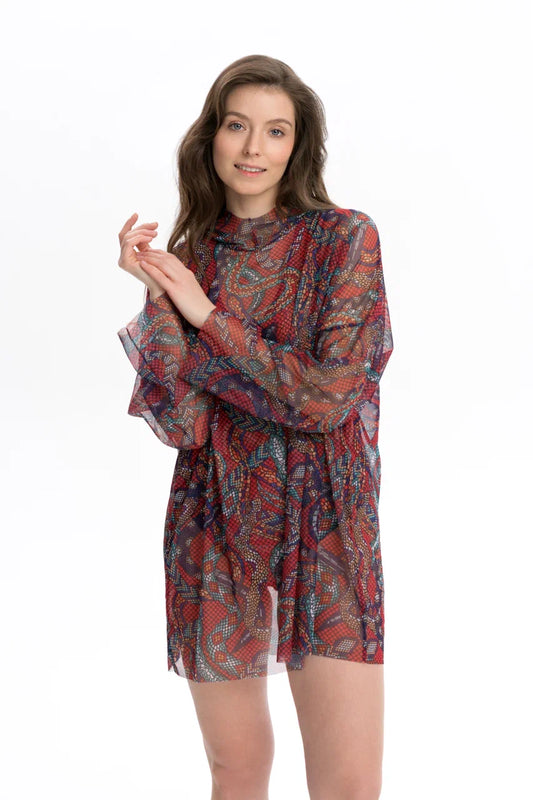 Snake Mosaic Smart T-Shirt Oversize with Hood