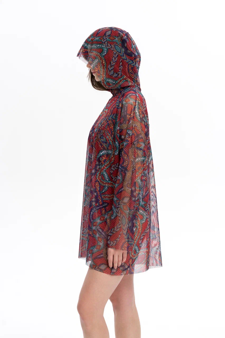 Snake Mosaic Smart T-Shirt Oversize with Hood