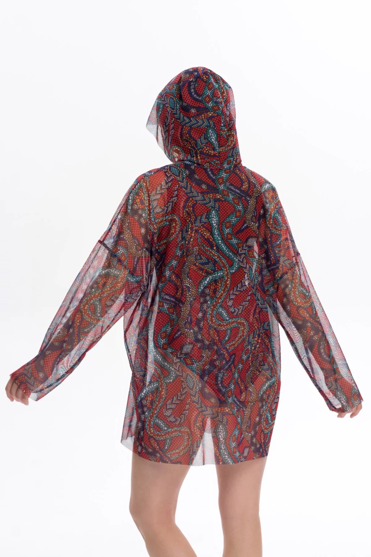 Snake Mosaic Smart T-Shirt Oversize with Hood
