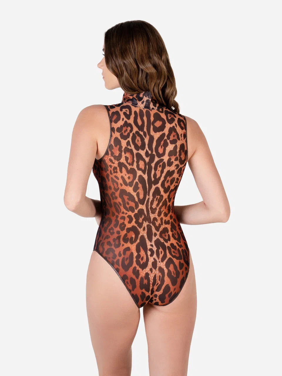 Leopard 25 One-Piece Swimsuit Sleeveless with Zipper