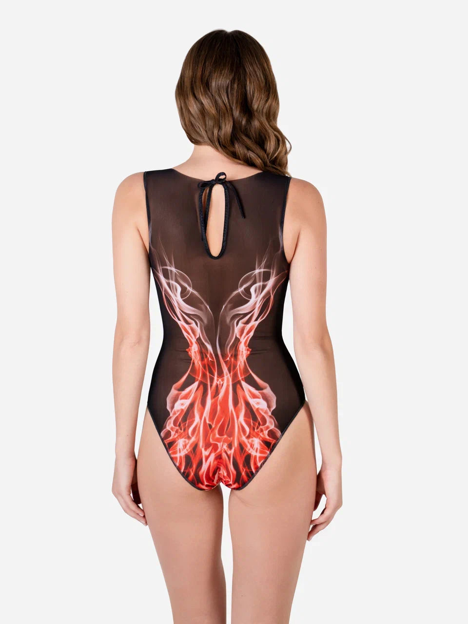 Red Flame One-Piece Sleeveless Swimsuit