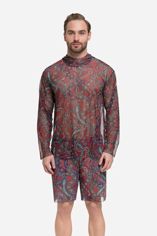 Snake Mosaic T-Shirt with Hood