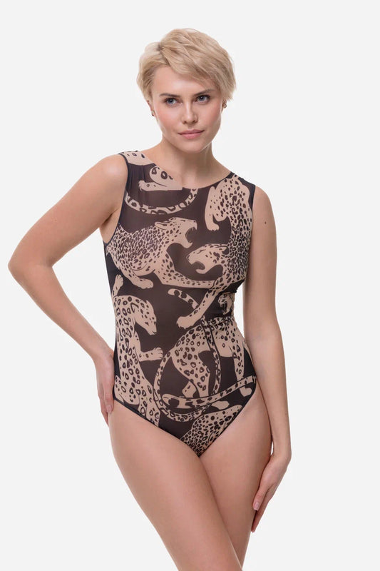 Wild Cat One-Piece Sleeveless Swimsuit