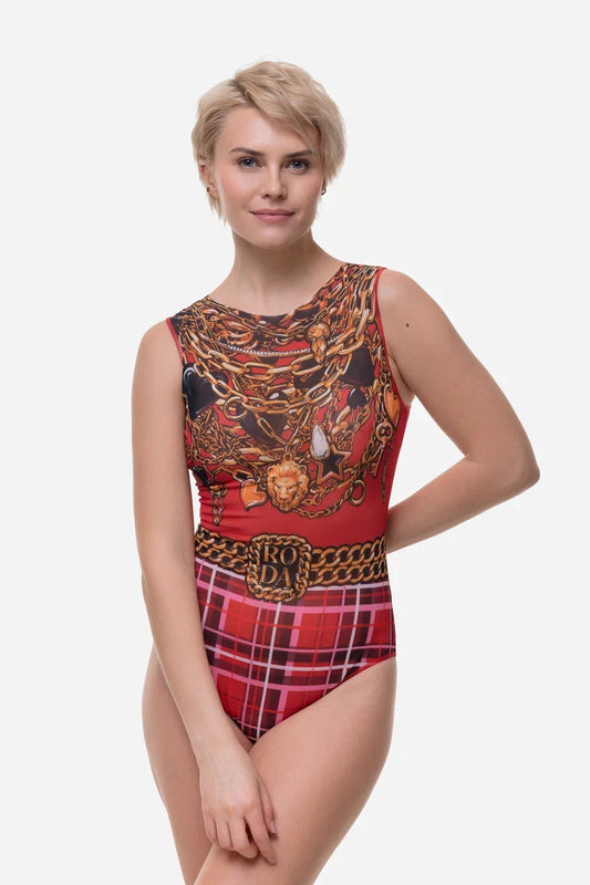 Tartan One-Piece Sleeveless Swimsuit