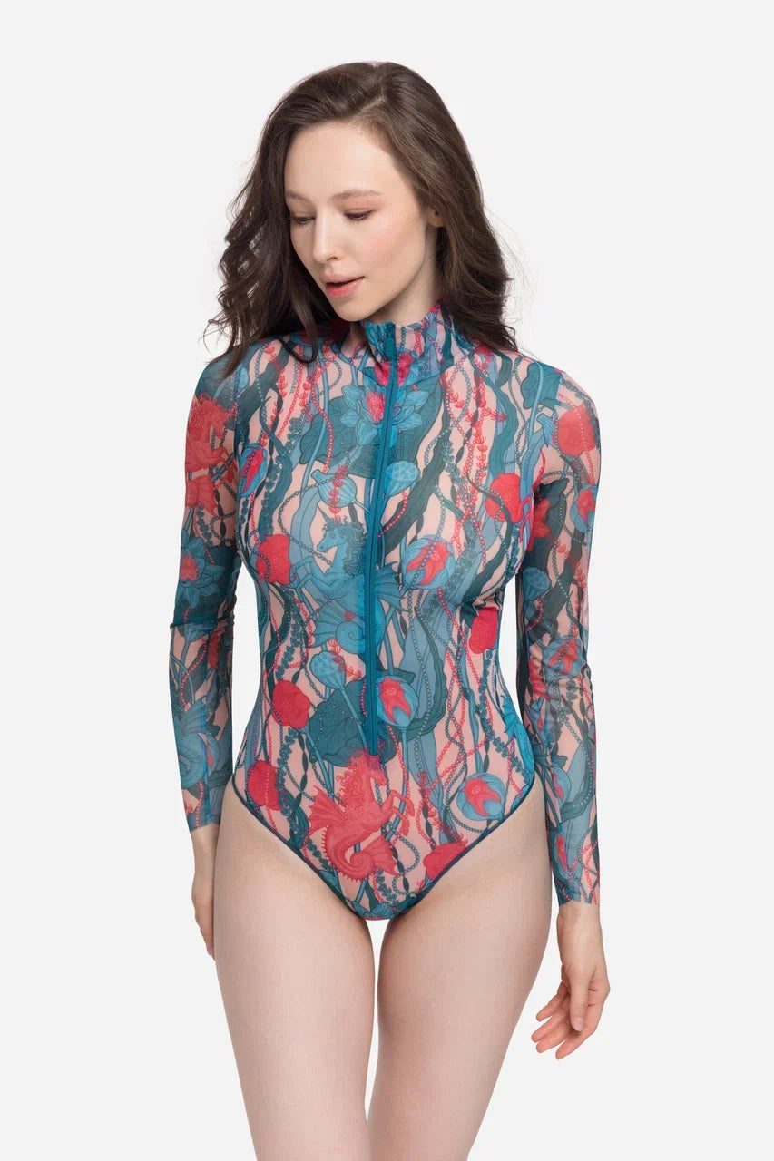 Seaunicorns One-Piece Swimsuit with Zipper