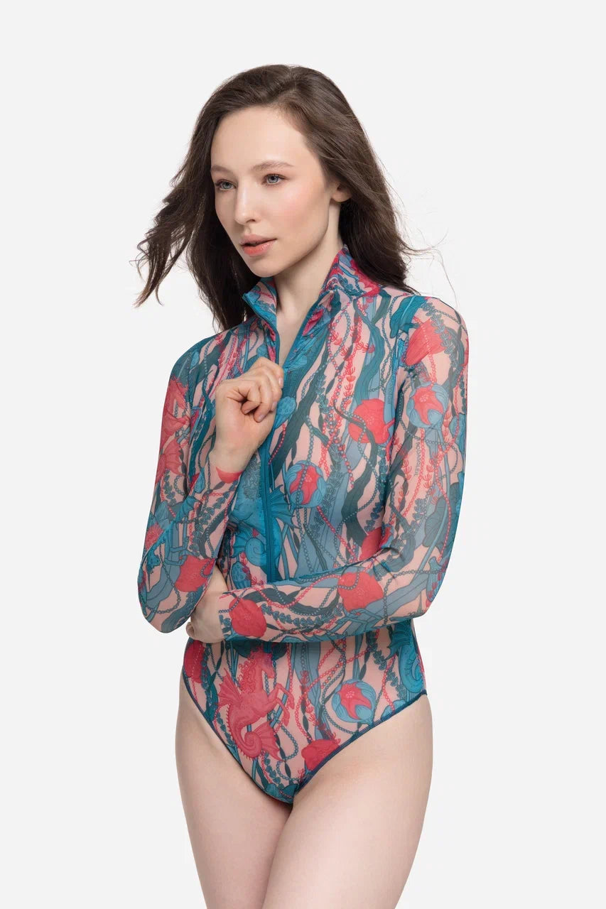 Seaunicorns One-Piece Swimsuit with Zipper