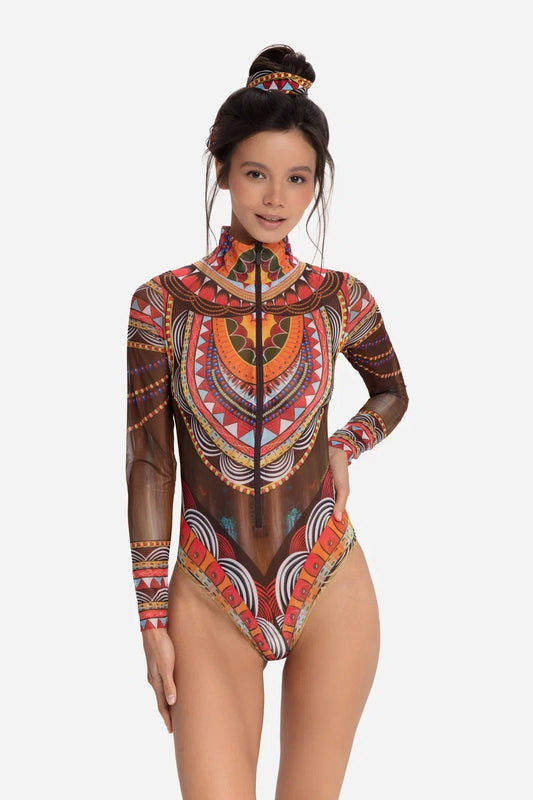Africa One-Piece Swimsuit with Zipper