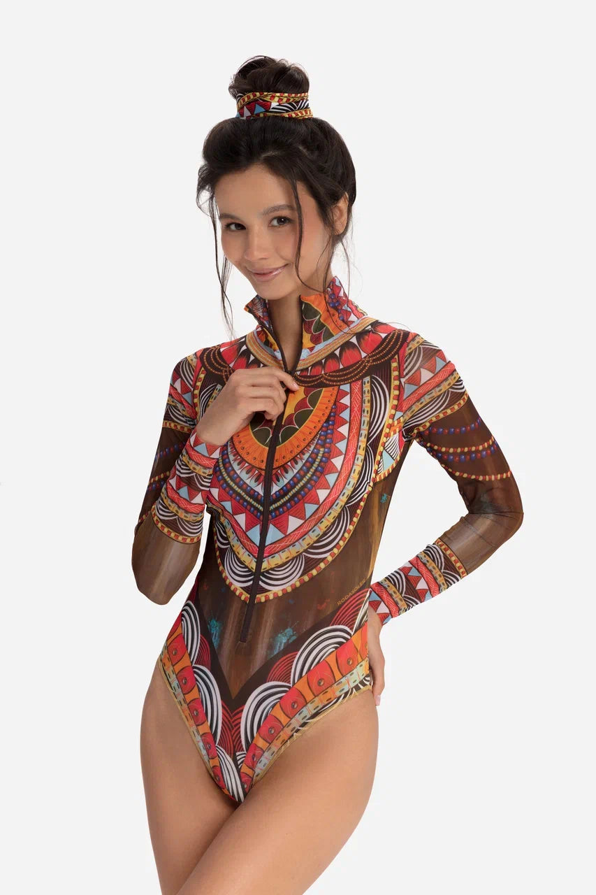 Africa One-Piece Swimsuit with Zipper