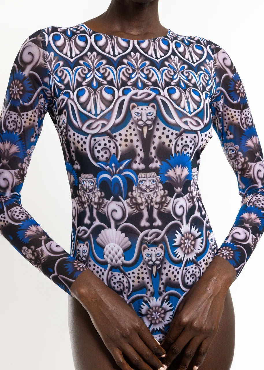 Medieval Blue One-Piece Swimsuit