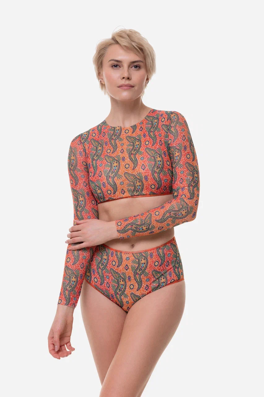 Crocodile Orange High Waist Bikini