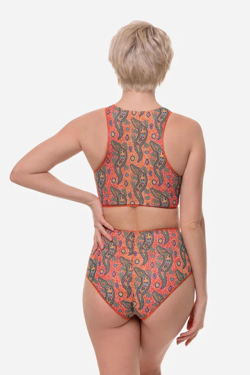 Crocodile Orange High Waist Bikini