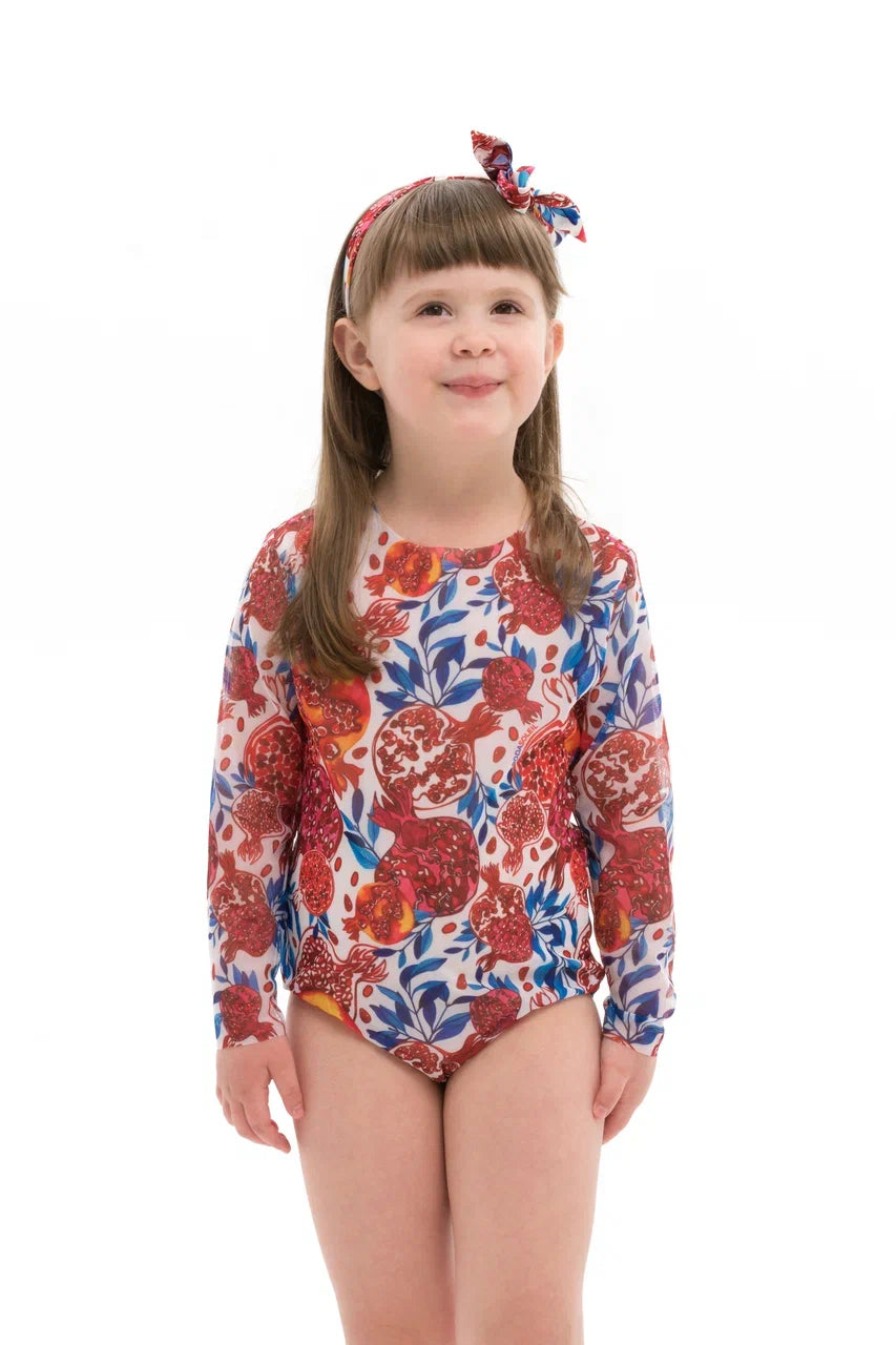 Pomegranate Red Kids One-Piece Swimsuit