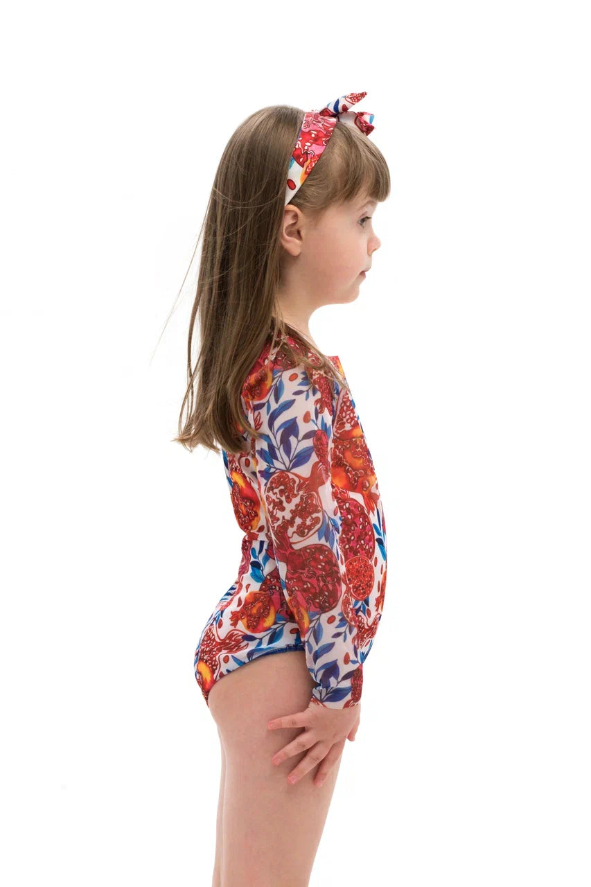 Pomegranate Red Kids One-Piece Swimsuit