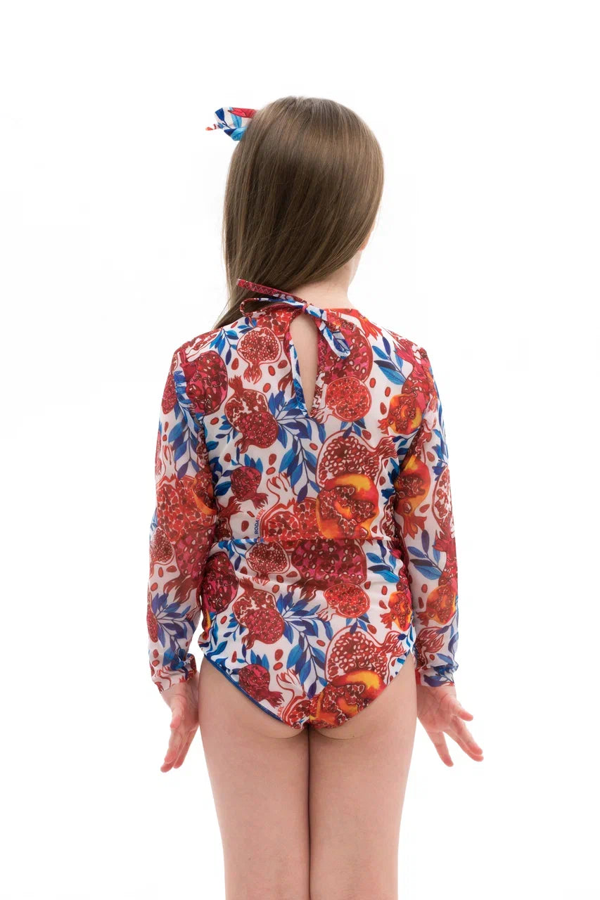 Pomegranate Red Kids One-Piece Swimsuit
