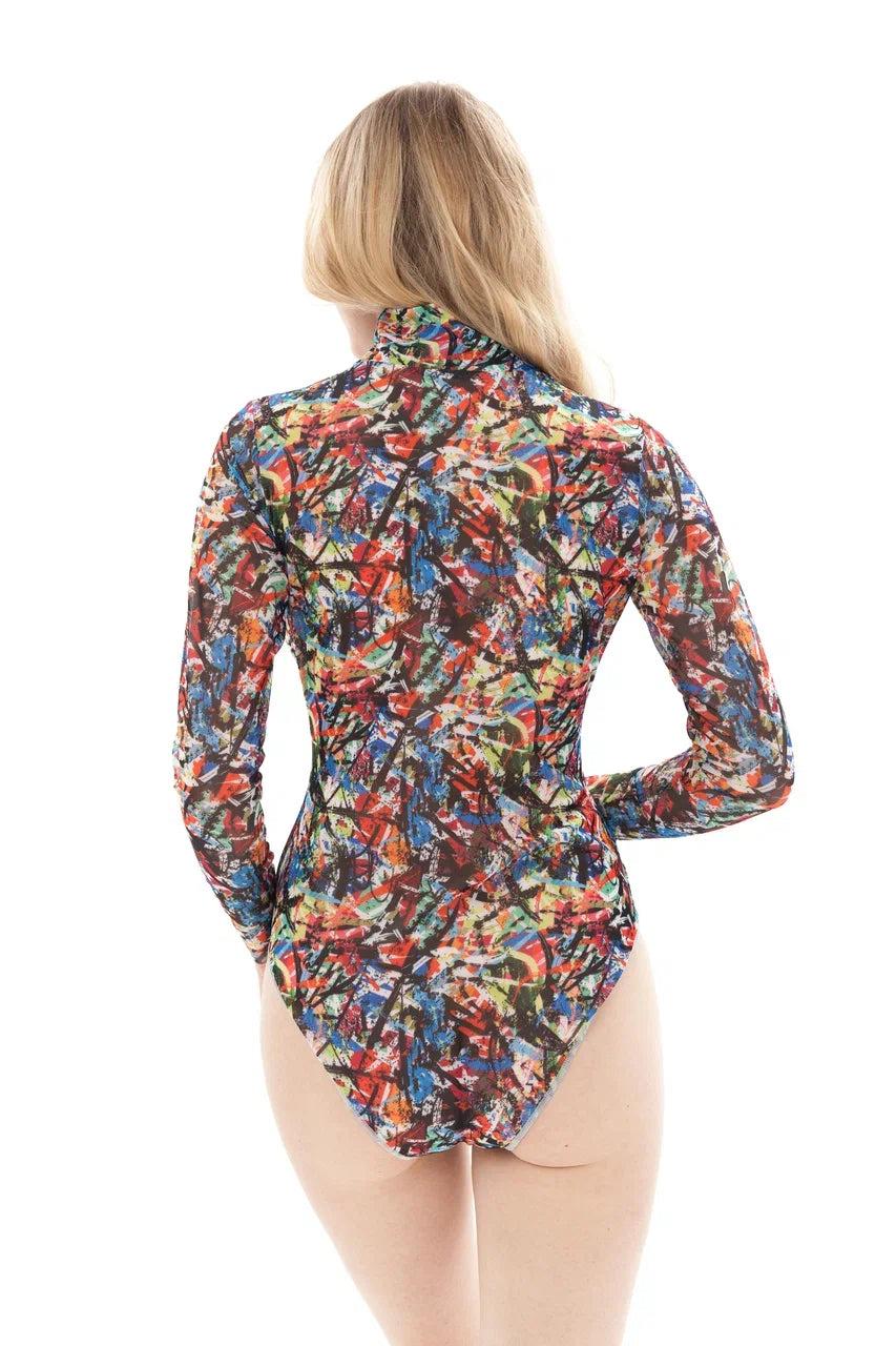 Street Art One-Piece Swimsuit with Zipper