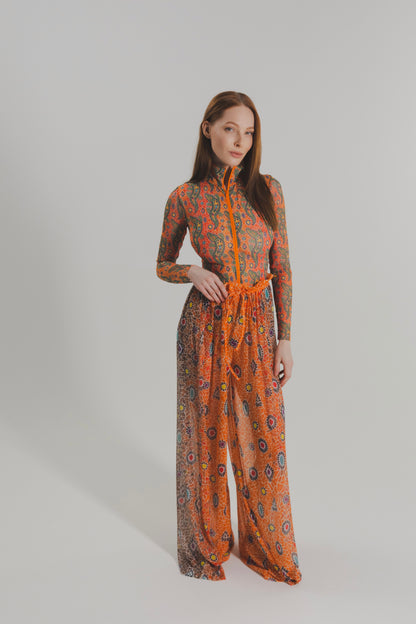 Crocodile Orange pattern One-Piece Swimsuit with Zipper