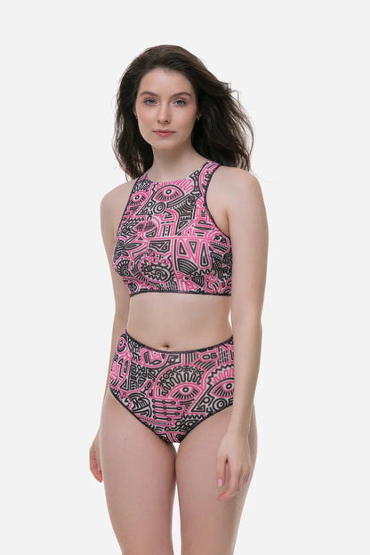 Doodling Fucsia High Waist Bikini