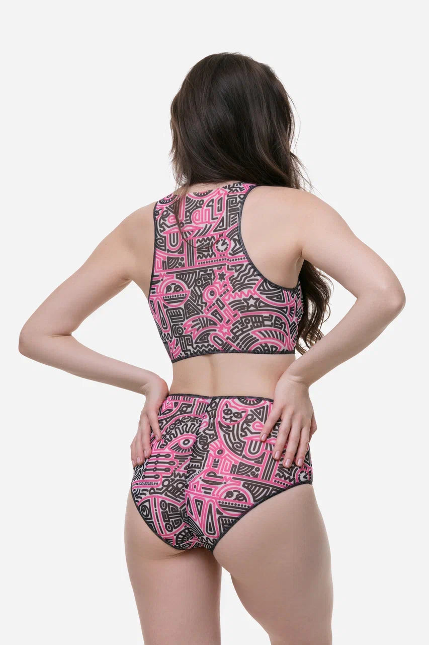 Doodling Fucsia High Waist Bikini
