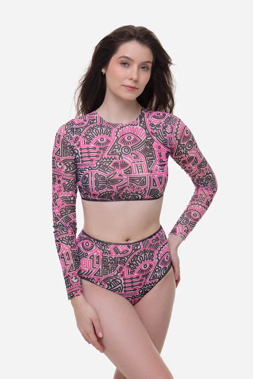 Doodling Fucsia High Waist Bikini