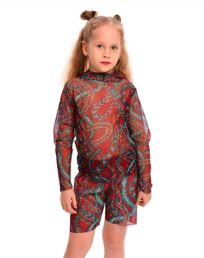 Snake Mosaic Kids T-Shirt with Hood