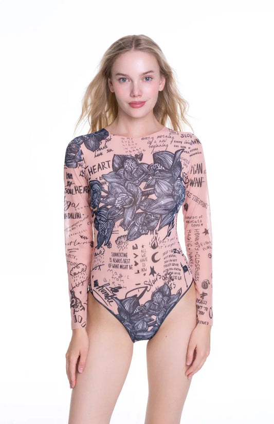 Nude-Body Art One-Piece Swimsuit