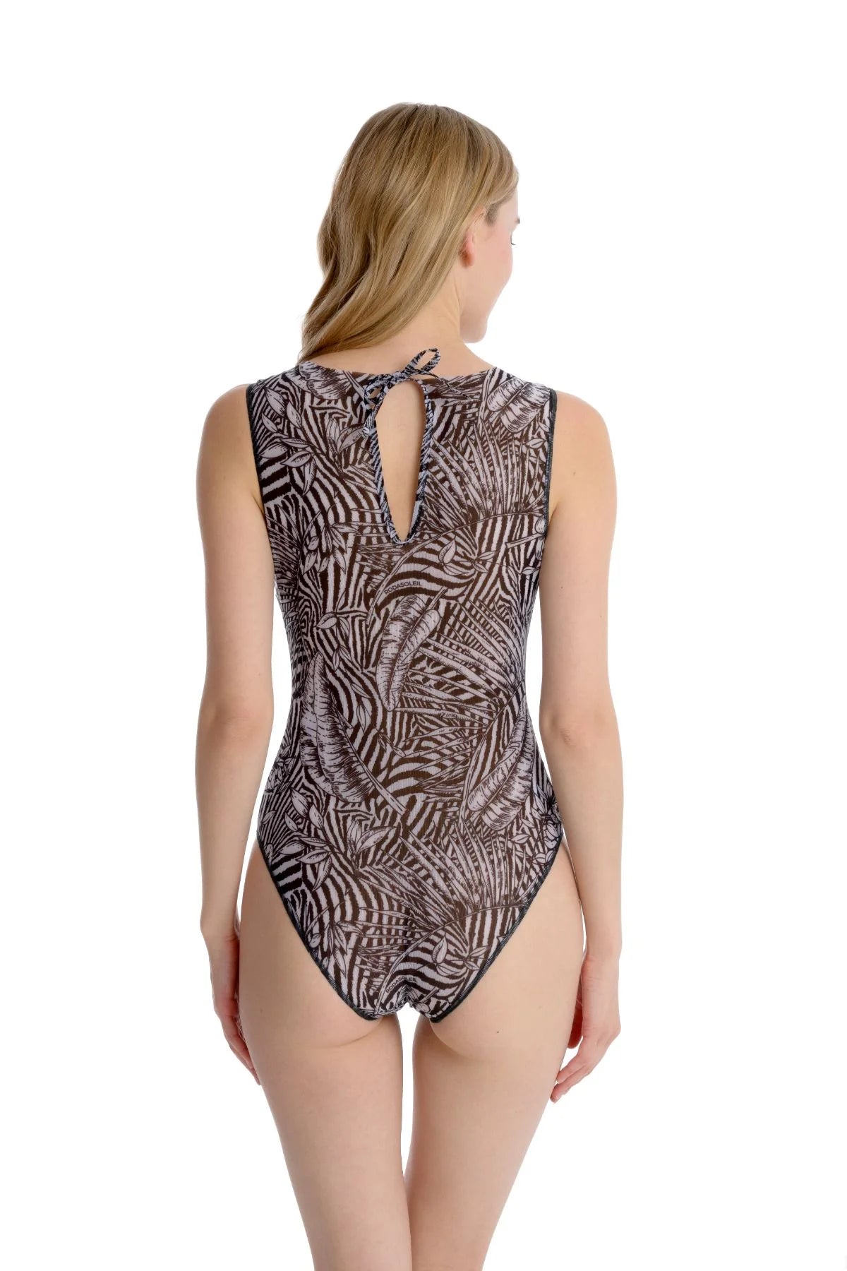 Fake Zebra One-Piece Sleeveless Swimsuit