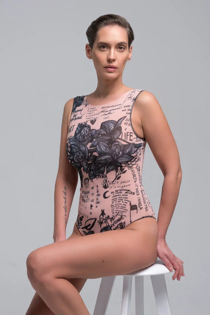 Nude One-Piece Sleeveless Swimsuit