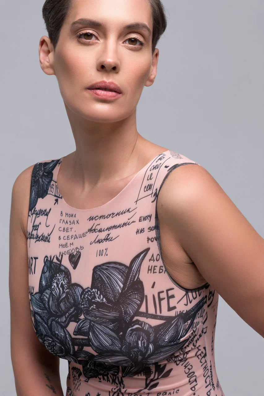 Nude One-Piece Sleeveless Swimsuit