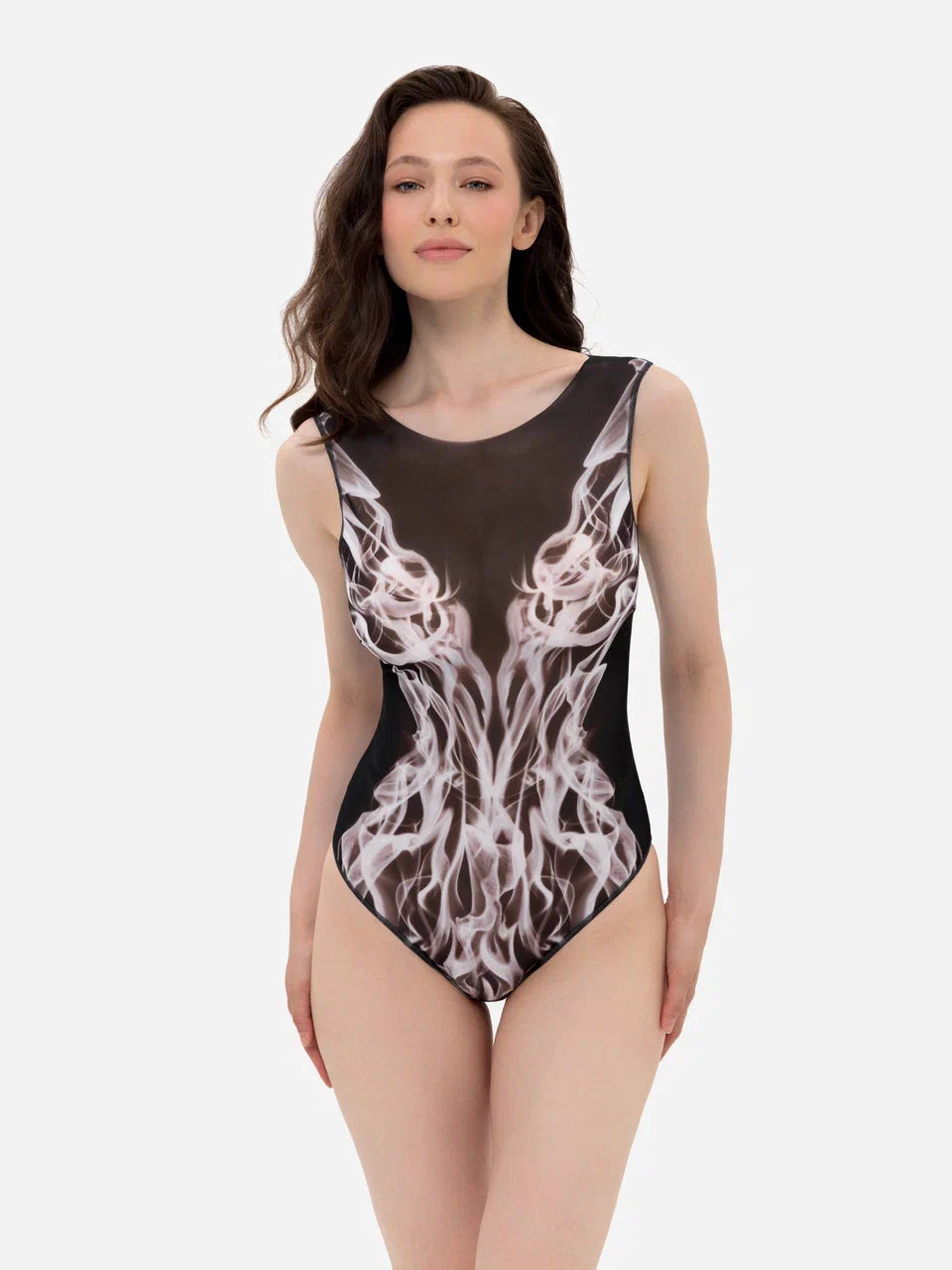 Grey Flame One-Piece Sleeveless Swimsuit