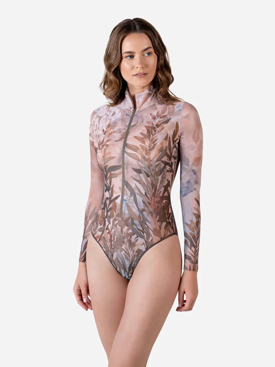 Olives One-Piece Swimsuit with Zipper