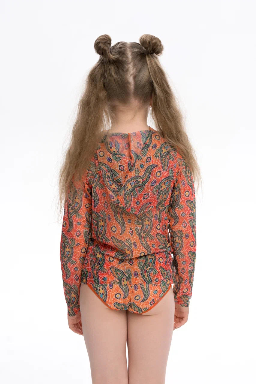 Crocodile Orange Kids T-Shirt with Hood