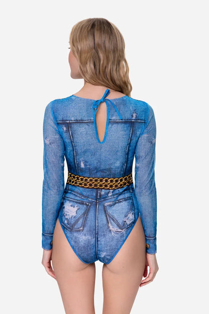 Jeans One-Piece Swimsuit