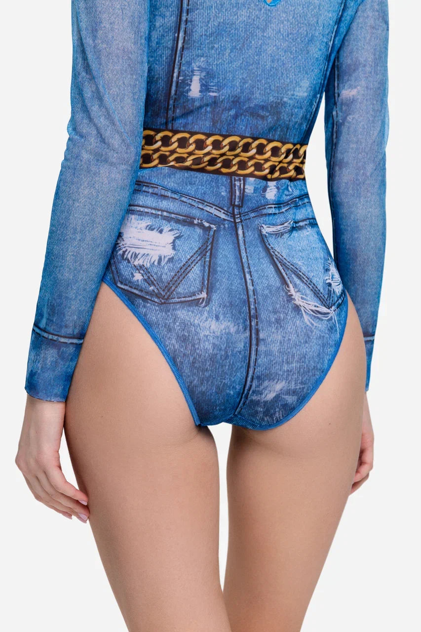 Jeans One-Piece Swimsuit