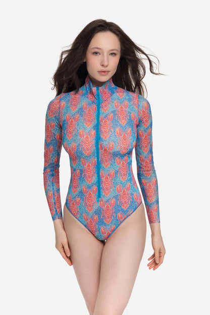 Lobster pattern One-Piece Swimsuit with Zipper