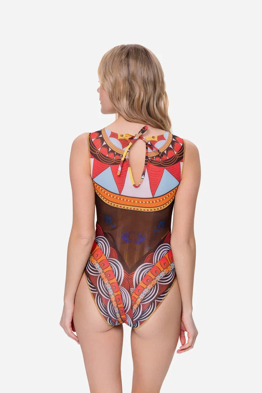 Africa One-Piece Sleeveless Swimsuit
