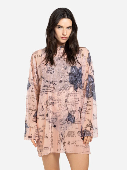 Nude- Body Art Smart T-Shirt Oversize with Hood