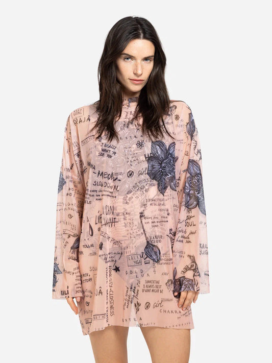 Nude- Body Art Smart T-Shirt Oversize with Hood