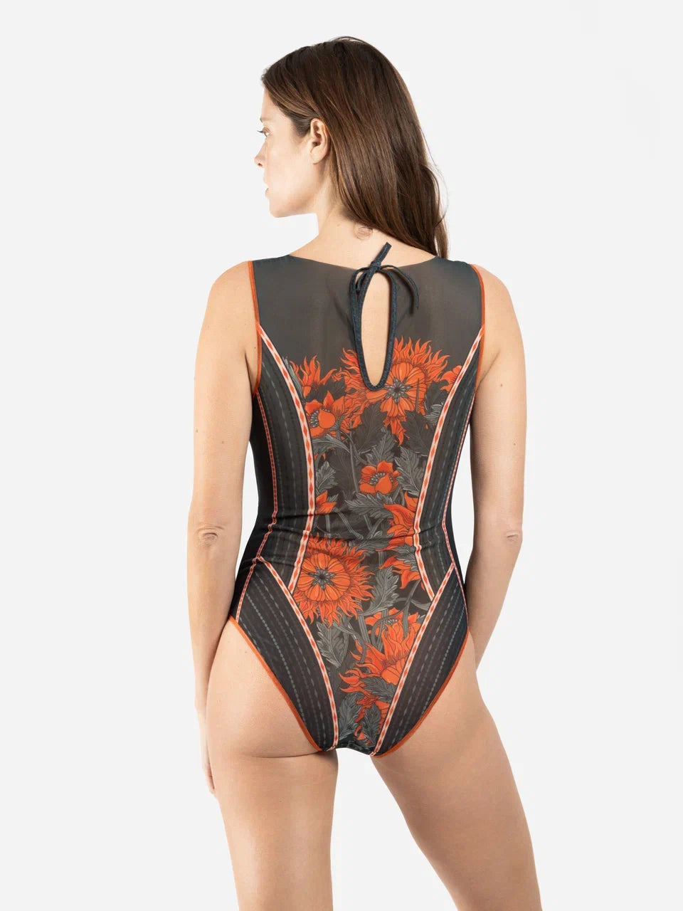 The Sun Orange One-Piece Sleeveless Swimsuit