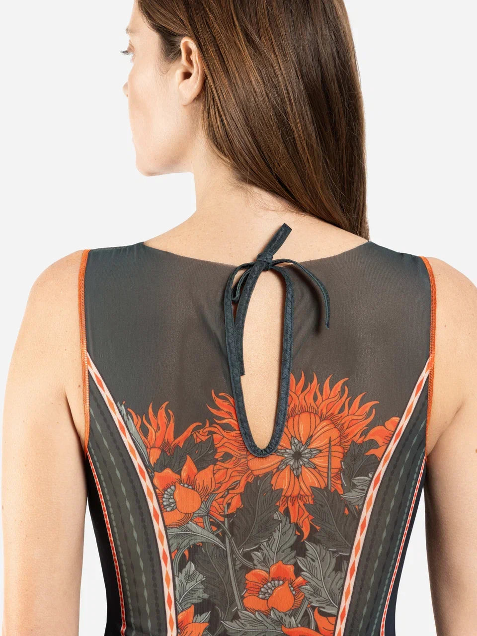 The Sun Orange One-Piece Sleeveless Swimsuit