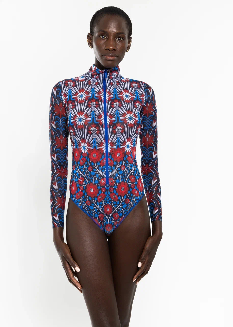 Medieval RoseOne-Piece Swimsuit with Zipper