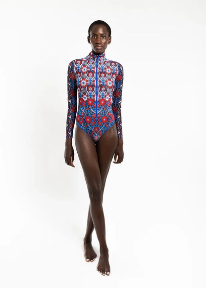 Medieval RoseOne-Piece Swimsuit with Zipper