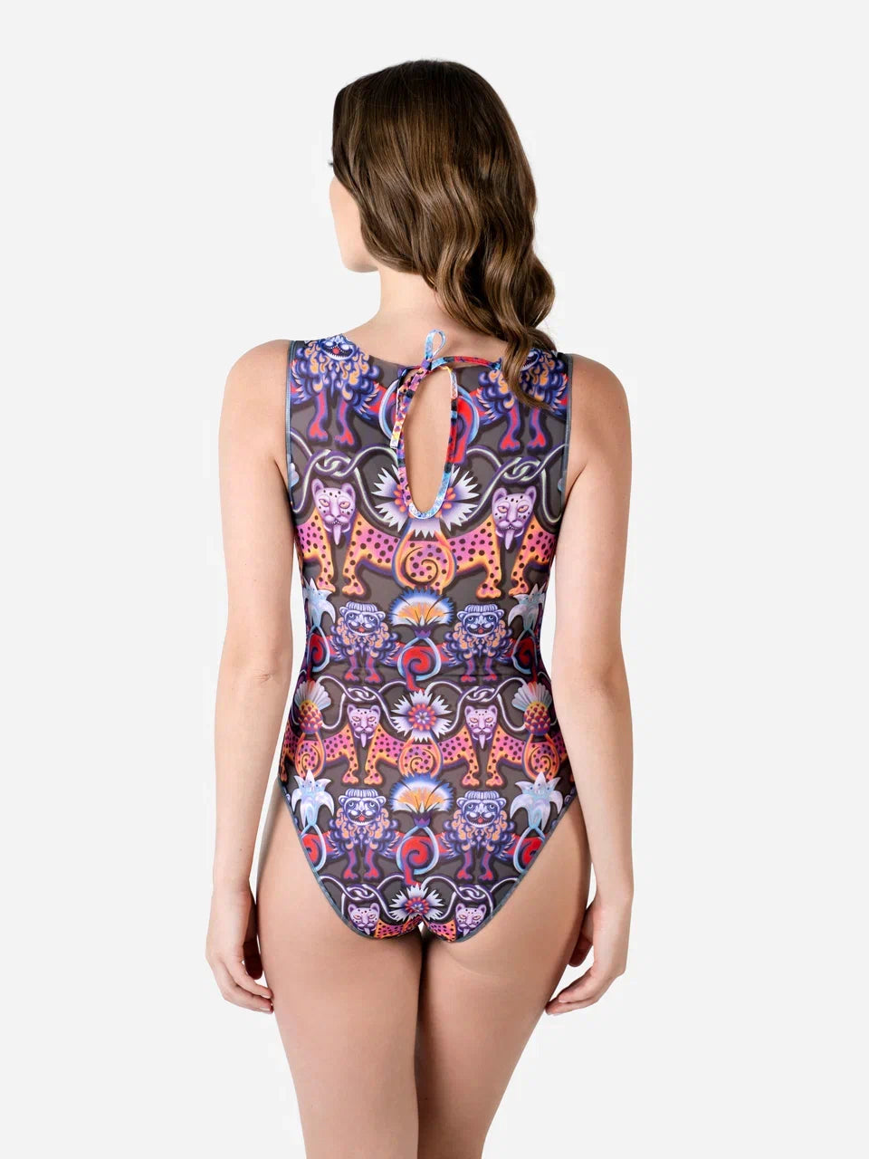 Medieval Grey One-Piece Sleeveless Swimsuit