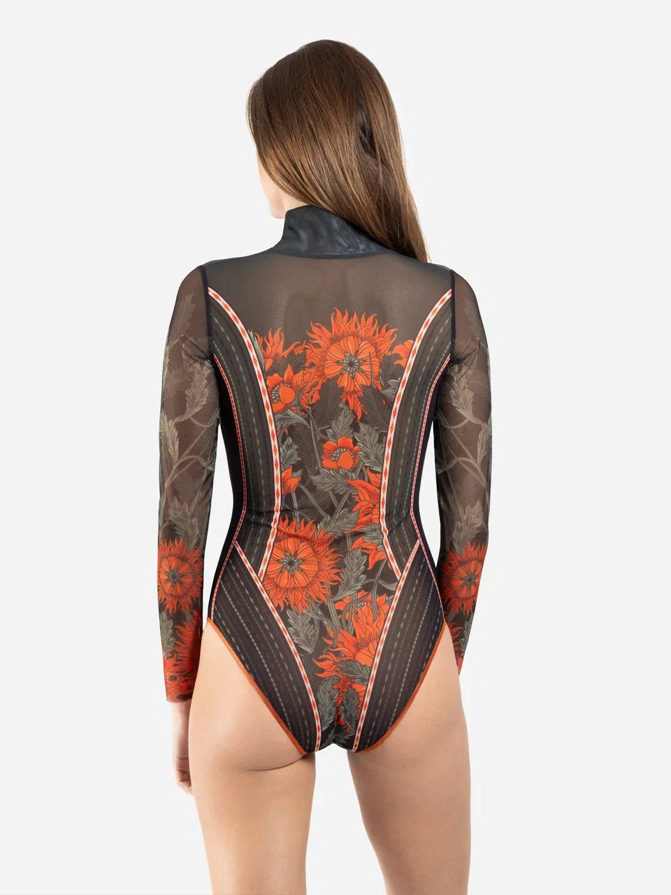 The Sun Orange One-Piece Swimsuit with Zipper