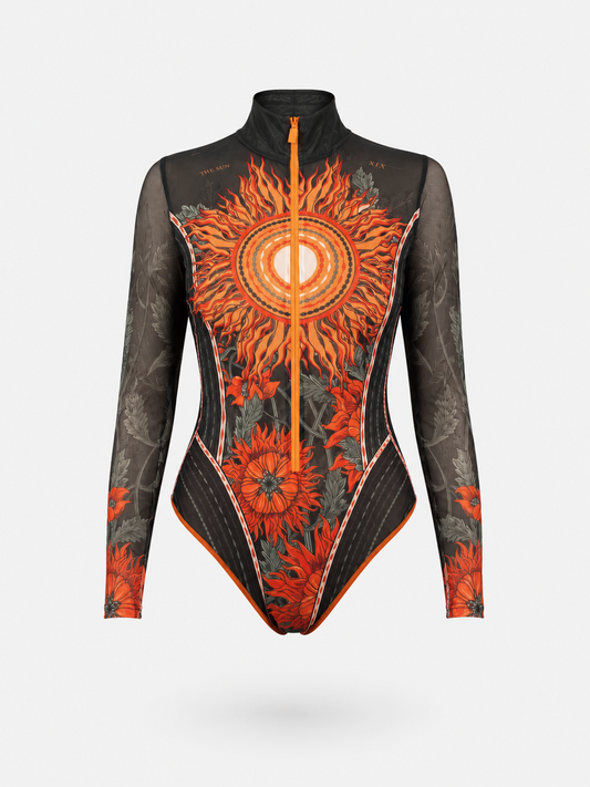 The Sun Orange One-Piece Swimsuit with Zipper
